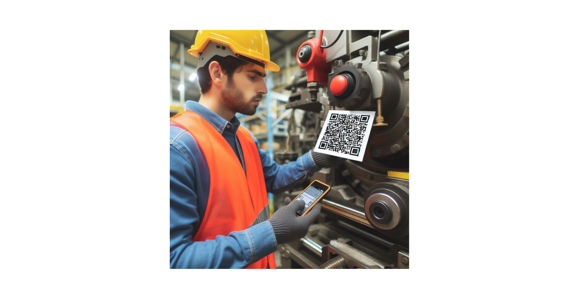 An employee scanning QR code to fill form