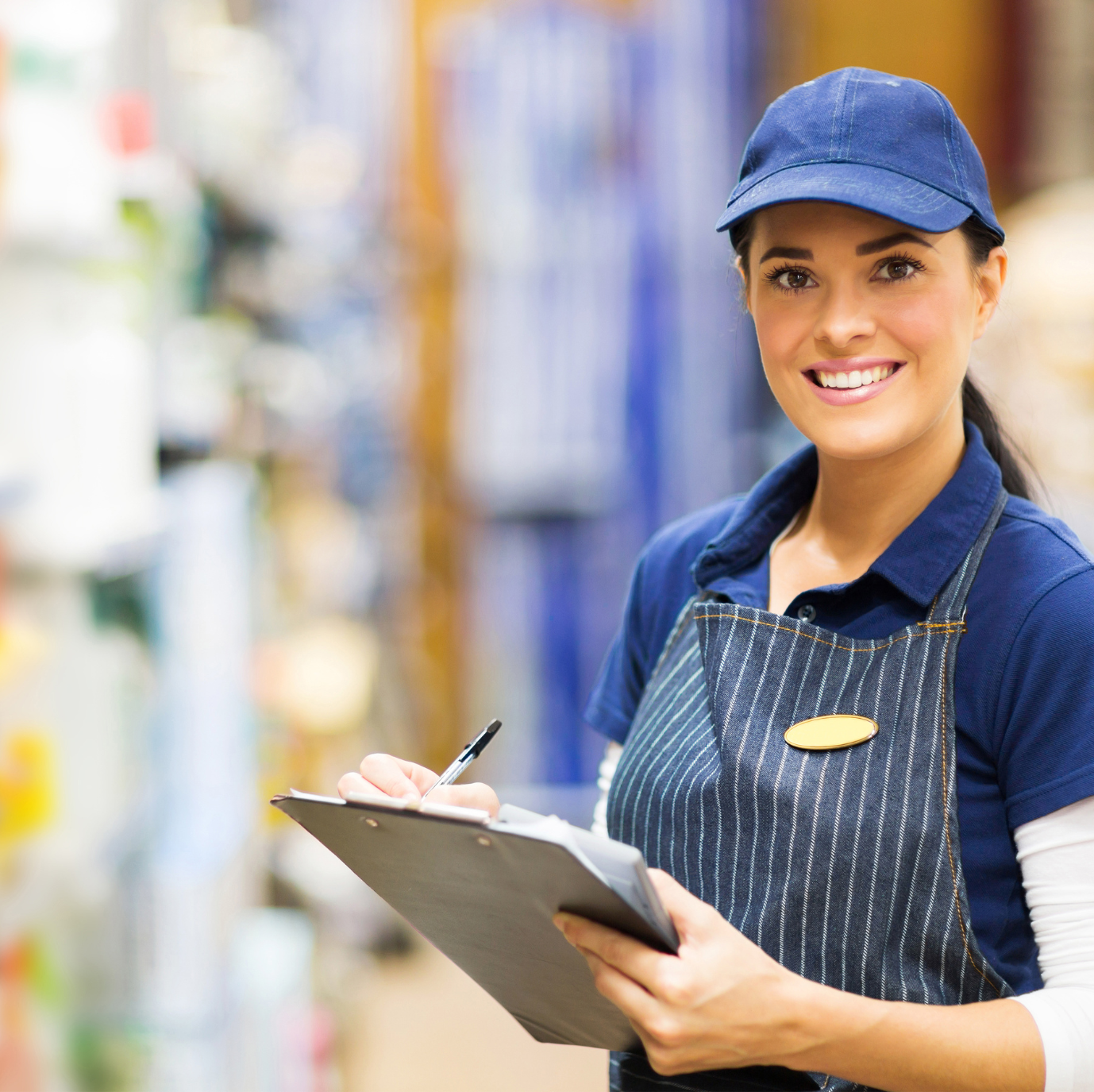 Retail staff following workplace safety measures
