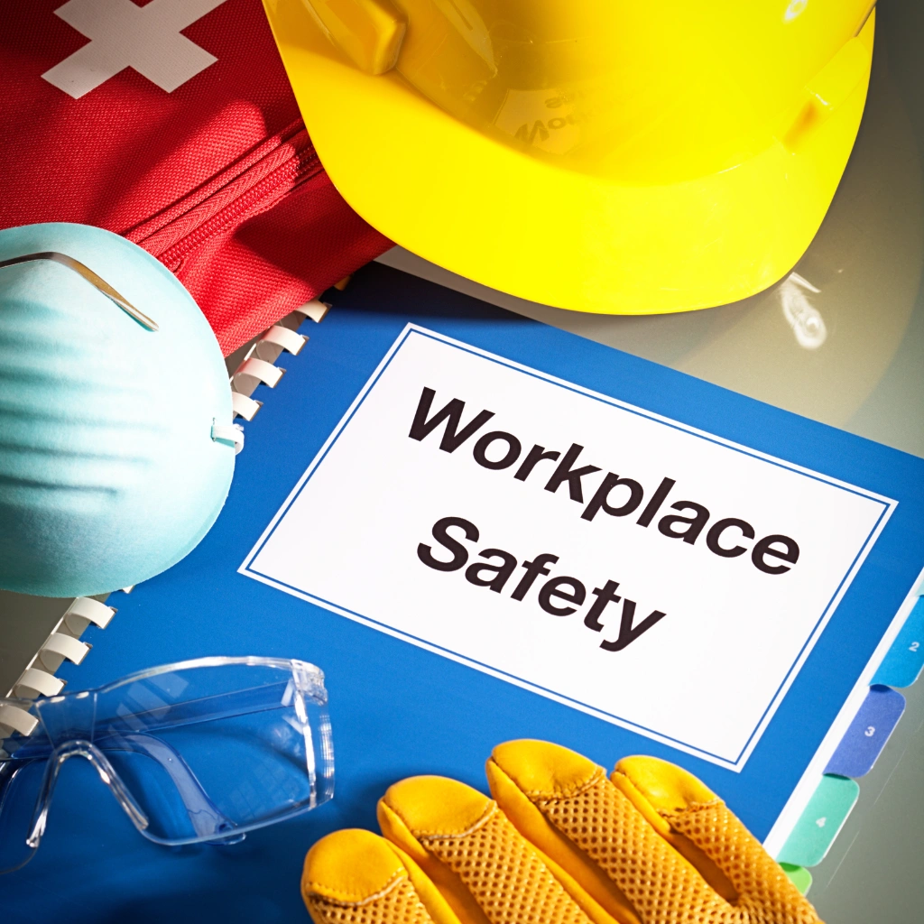 Illustration of workplace safety tools and gear for Health and Safety Representative awareness training