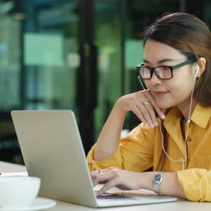 Worker attending online Joint Health and Safety Committee (JHSC) training for mandatory safety certification in Ontario