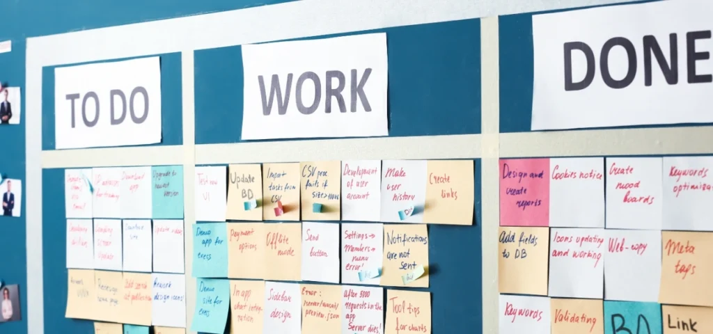 To-do list with paper sticky notes showing assigned safety tasks.
