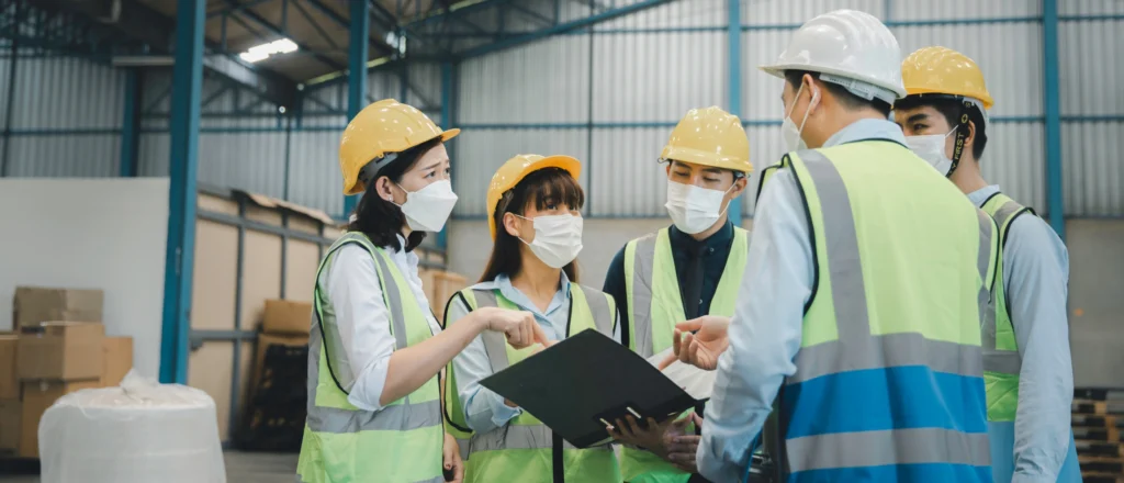 OHS expert coaching employees on implementing COR safety management systems.