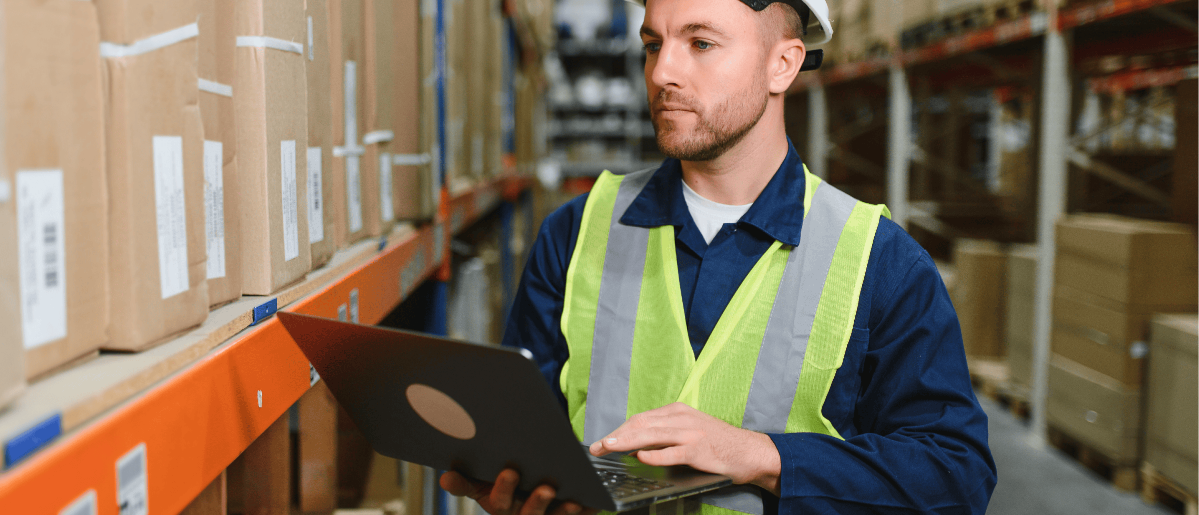 Ontario construction worker using 4SafeCom EHS software to track safety compliance.