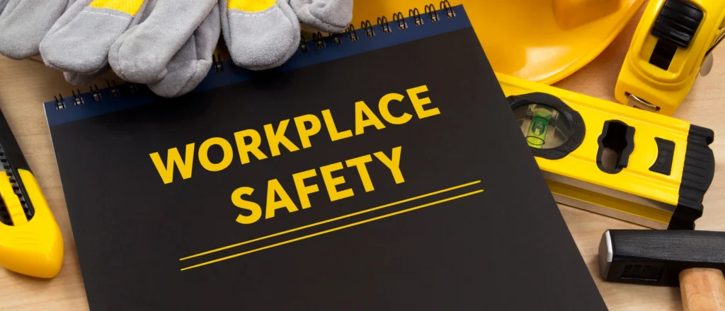 Illustration of workplace safety tools and gear for Health and Safety Representative awareness training