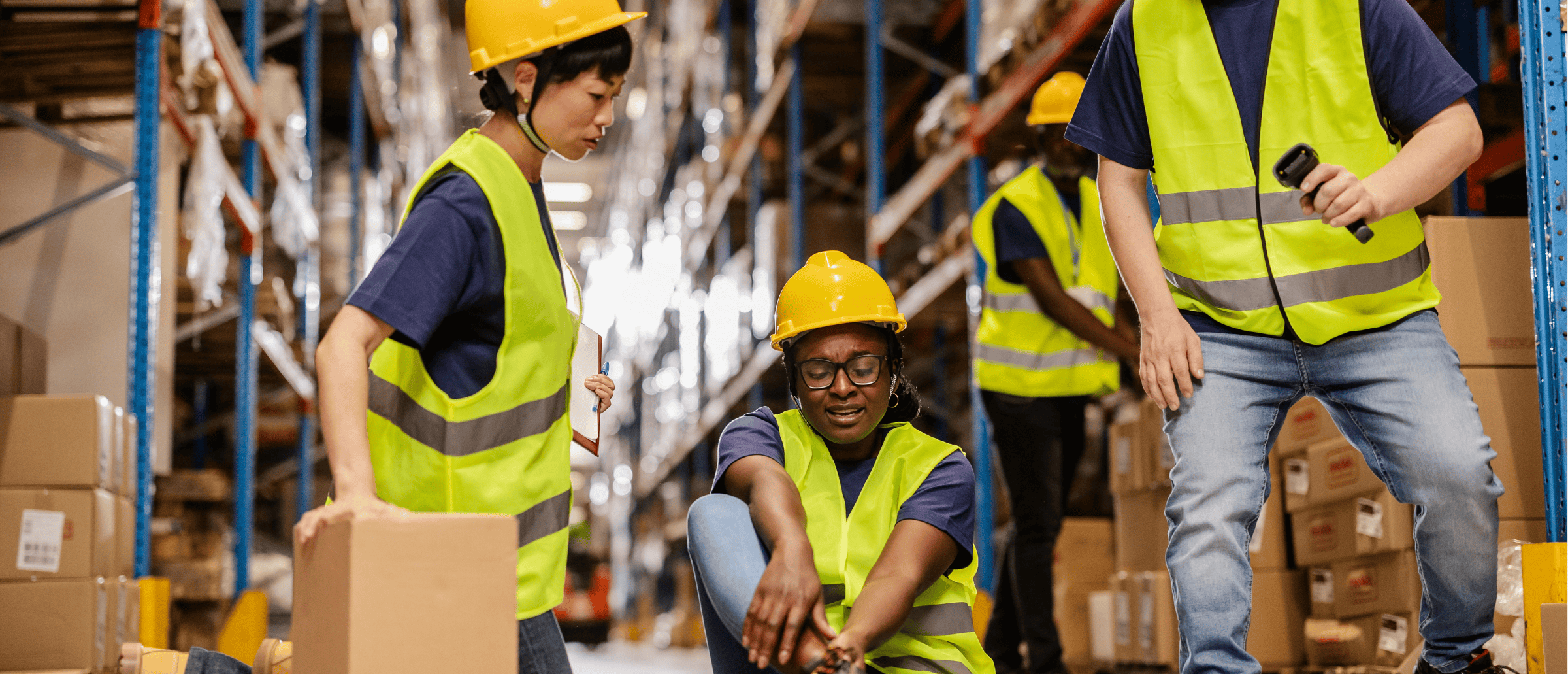 Worker slipping or falling during a workplace accident